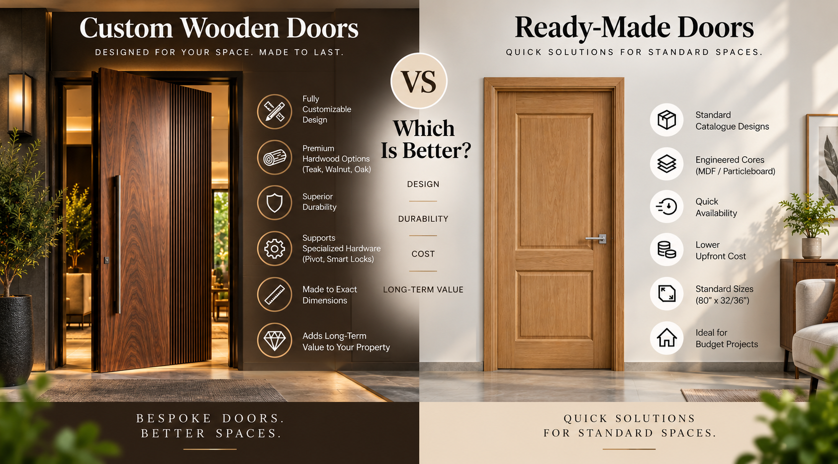 Custom Wooden Doors vs Ready-Made Doors: An Architectural Guide