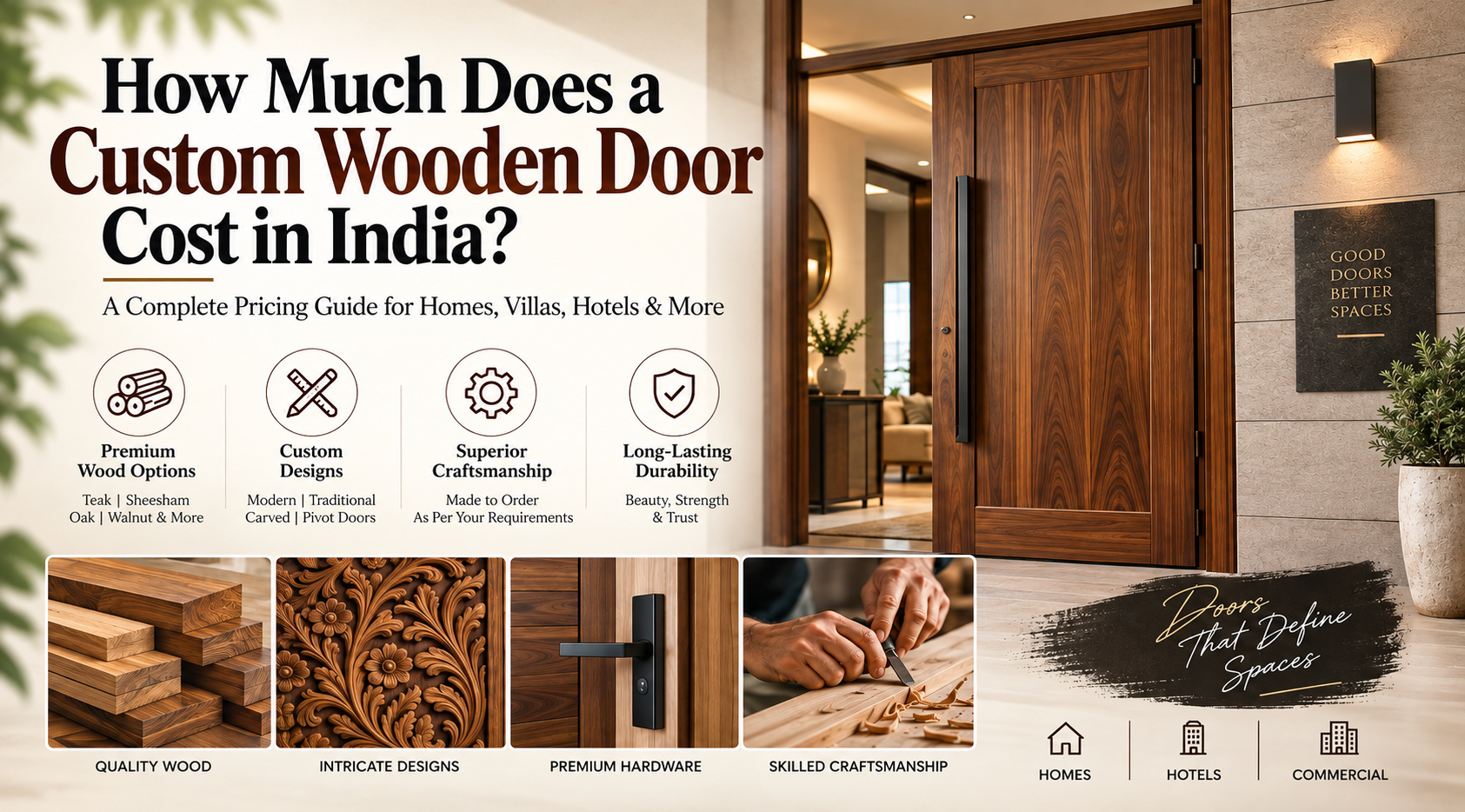 custom wooden door cost in India